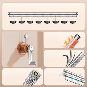 Balcony adjustable metal hand cranked top mounted fixed cooling double/triple pole lifting clothes <b>rack</b> - Product Image 6