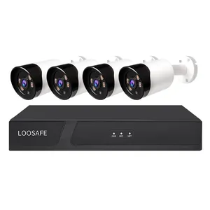 Loosafe 5MP CE Full Color Night Vision Cctv Nvr Kit 4ch Cam Set Cctv Security System For Sale