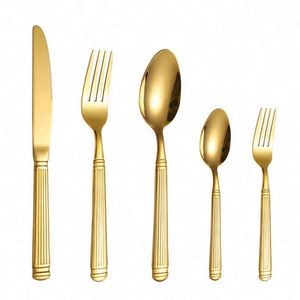 Ensemble de couverts de restaurant en acier inoxydable 18/10 de haute qualité, fourchette, couteau, cuillère, ensemble d'ustensiles, ensemble de couverts argentés et dorés, couverts en vrac - Product Image 1