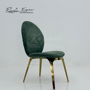 Keynes Modern Emerald Green Velvet Dining Chair Oval Back Gold Metal Legs Upholstered Side Chair for Hotel Restaurant - Product Image 2