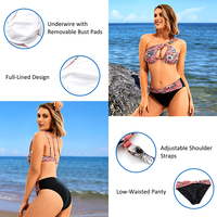 Maillots de bain bikinis transparents à fleurs roses, avec coussinets amovibles, en gros, pour femmes rondes