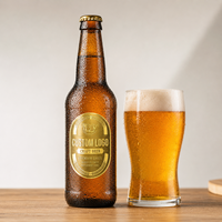 Etiquetas Personalizadas para Botellas de Cerveza Artesanal Doradas, Impermeables, Brillantes, para Envasado de Bebidas de Cervecería, Etiqueta Privada, Logotipo OEM, Rollo, Cualquier Tamaño y Forma