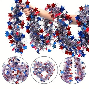 Nuoxin Popolare Ghirlanda Metallica Glitterata Patriottica Rossa Bianca Blu da 2M per Decorazioni del 4 <span class=keywords><strong>Luglio</strong></span> - Product Image 2