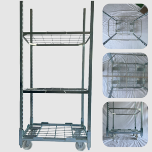 डैनिश ट्रॉली पेशेवर गुणवत्ता धातु स्टील गार्डन फोल्डेबल गोदाम फूल ट्रॉली - Product Image 1