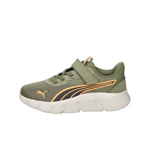 Sneakers Puma per Bambini Verde Oliva con Striscia Arancione, Chiusura in Velcro, Suola Chunky, Scarpe da Corsa - Product Image 1