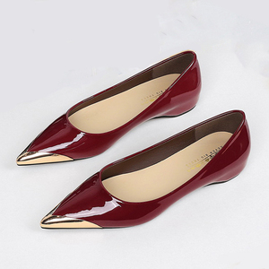 Zapatos de Tacón Bajo con Punta Metálica Brillante para Mujer, Zapatos Planos de Charol, Sandalias de Vestir para Oficina, Zapatos de Tacón para Dama - Product Image 5