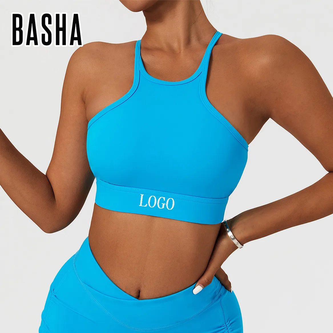 BASHAsports Women Compression High Neck Comfort Stretchy Lightweight Sports Bra Top Deportivo Para Gym Mujer