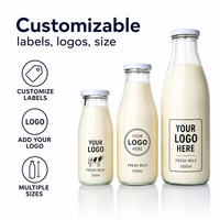 Bouteille en verre vide pour lait de 100 ml à 1000 ml avec bouchon en plastique – Vente en gros pour fournisseurs