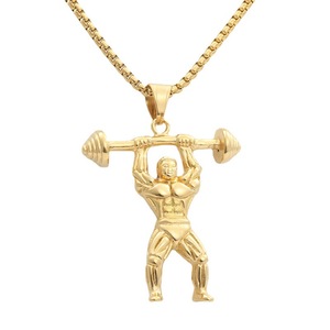 Collar con Colgante de Acero Inoxidable para Levantamiento de Pesas, Joyería de Gimnasio para Hombre, Estilo Retro Punk, Regalo - Product Image 5