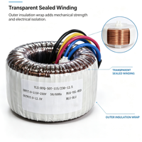 Transformateur toroïdal personnalisable 110V 240V entrée 45-0-45V 1000VA pour amplificateurs de puissance audio et amplificateurs Hi-Fi à tubes à vide