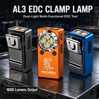 Lampe de travail à pince LED AL3 900LM IPX4 avec double base magnétique, lampe d'inspection UV365, capteur de mouvement, projecteur rechargeable USB-C