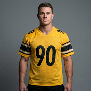 Maillot de football américain personnalisé en nylon pour adulte, vente en gros, cousu, respirant, sublimation, séchage rapide, maille, uniforme d'équipe d'été - Product Image 1
