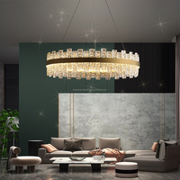 Lampe suspendue créative LED moderne en verre éclairage décoratif anneau circulaire corps en laiton doré lampe suspendue en cristal lustre d'hôtel