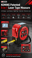 Mètre laser multifonctionnel 3-en-1, télémètre laser, ligne laser croisée, règle en acier rétractable de 5 m, outils de mesure manuels