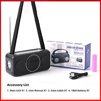 Radio stéréo FM portable multifonctionnelle à chargement solaire avec haut-parleur Bluetooth, lampe de poche et sangle détachable
