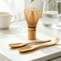 Ensemble Fouet à Matcha Chasen en Bambou Naturel à 100 Dents et Cuillère à Matcha Chashaku Faits Main Japonais, Écologiques, pour Thé Matcha – Marque Privée