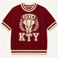 Pulls tricotés pour hommes à manches courtes avec broderie animale et lettres, vente en gros en usine, OEM