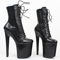 Chaussures de danse en cuir de Crocodile à talon de 20cm, bottes de discothèque Sexy pour femmes, personnalisées, nouveau