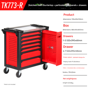 頑丈な整備士用ツールトロリー（引き出し付き）、移動式ワークショップツールキャビネット収納カート - Product Image 5