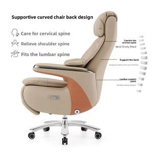 Sedia da Ufficio Ergonomica in Pelle di Alta Gamma, Regolazione Elettrica/Vocale, Comoda per Lunghe Ore di Seduta, Uso Domestico e Studio - Product Image 3