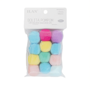 Ilan Bolita Pompon 3Cm Colore Macaron 12 Pezzi Decorazioni Artigianali - Product Image 1
