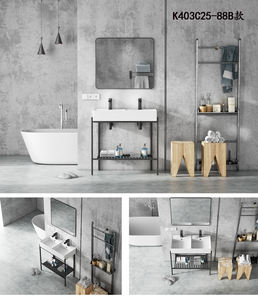 Mueble de Baño con Doble Lavabo de Fábrica Chaozhou, Muebles de Baño con Estantes para Toallas - Product Image 3