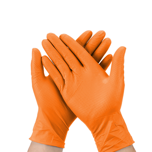 Gants de protection des mains multifonctionnels en nitrile diamanté antidérapants orange pour travaux lourds - Product Image 1