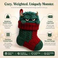 Monstre de Noël lesté en peluche dans un chaussette tricotée – Animal en peluche effrayant et mignon pour le soutien sensoriel et comme cadeau de Noël dans une chaussette