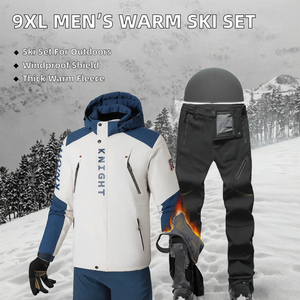 Combinaison de ski décontractée pour homme, grande taille 9XL, veste et pantalon en polaire, fermeture éclair, coupe-vent, salopette de snowboard - Product Image 2
