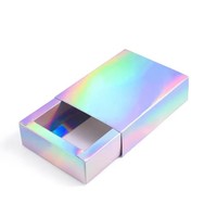 Boîte cadeau personnalisable en carton rigide avec tiroir coulissant holographique laser, écologique et recyclée, pour bijoux et cils