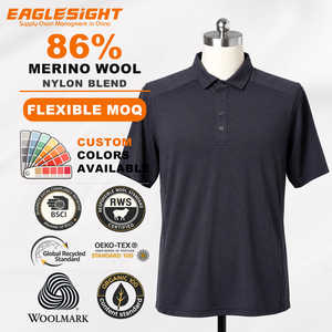 <span class=keywords><strong>Polo</strong></span> pour homme en laine mérinos 86 %, 18,5 microns, 150 g/m², jersey simple, pour le <span class=keywords><strong>voyage</strong></span> et les activités de plein air, OEM - Product Image 1