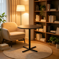 Table de bar ronde rétro rouge avec bord chromé, piétement en X réglable en hauteur de 70 à 110 cm, style diner, mobilier de café bistro