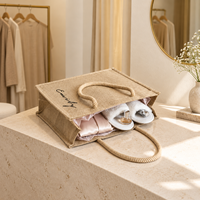 Sac fourre-tout en jute tissé sur mesure avec poignées en corde pour la plage, le shopping, les voyages, les vacances, les boutiques et l'emballage cadeau