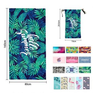 Serviette de plage en microfibre tissée douce et absorbante, sans sable, en plastique RPET, avec logo personnalisé, dans un sac en filet - Product Image 3