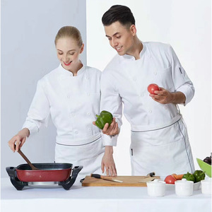Chef Uniform Set Long Sleeve White Cotton Workwear For Restaurants And Western Cuisine Chefs Autumn Winter - Product Image 1