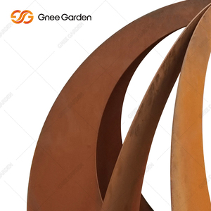 Pot de fleurs sphérique en acier Corten, creux, pour extérieur, finition rouille, écologique, durable, résistant à la corrosion, à suspendre ou à poser - Product Image 3