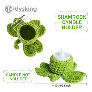 Candela Atmosferica con <span class=keywords><strong>Fiore</strong></span> di Trifoglio Lavorato a Mano all'Uncinetto |   <span class=keywords><strong>Simbolo</strong></span> di vita e speranza, decorazione per la casa ispiratrice e regalo spirituale - Product Image 1