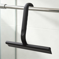 Nettoyeur de vitres de salle de bain avec support mural - Nettoyeur de vitres noir anti-rayures
