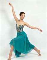 Robe de danse moderne pour femmes, corsage brodé de paillettes, dos en maille nude, jupe midi évidée, costume de spectacle de danse