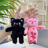 Porte-clés en peluche chat à pois mignon en gros, poupée en peluche douce en coton, animal en peluche réconfortant pour cadeau d'enfant