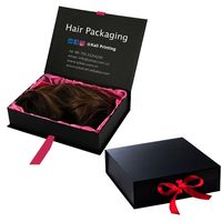 Boîtes d'emballage de luxe rigides en carton personnalisées avec logo, en satin de soie, pour perruques et tresses, emballage pliable