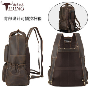 Tiding Genuine Leather <b>Backpack</b> 20-35L Breathable Men's Outdoor Casual <b>Backpack</b> - Product Image 3