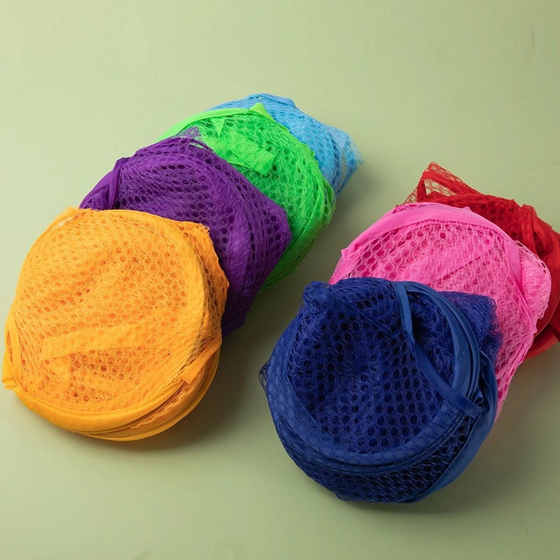 Foldable nylon mesh pop-up organization storage household candy color Home family storage Toy container Laundry basket bag
