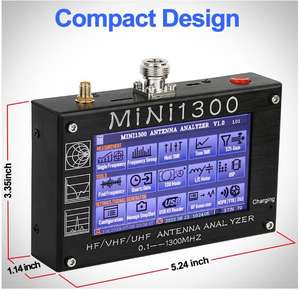 UV + HF Mini1300 4.3 "터치 LCD 0.1-1300MHz 13.GHz HF/VHF/UHF ANT SWR 안테나 분석기 미터 + 충전식 배터리 - Product Image 2