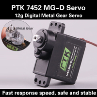 Servo numérique en métal PTK 7452MG-D12g (taille 9g) pour modèle d'avion à voilure fixe