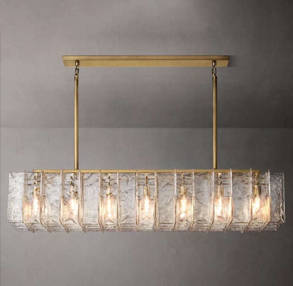 热卖格子透明玻璃长方形吊灯 - Hot Sale Lattice Clear Glass Rectangular Chandelier