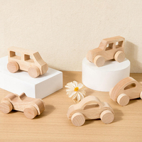 Holz-Ruhe-Spielzeug: Naturholz-Schiebewagen für Säuglinge und Kleinkinder – Cartoon-Kinderspielzeugauto
