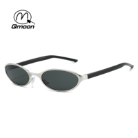 Lunettes de soleil ovales rétro Qmoon en métal, verres teintés UV400, style années 90, unisexe, pour hommes et femmes, lunettes décontractées