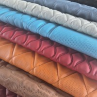 Matériau de revêtement de siège de voiture en cuir PVC matelassé diamanté avec trous d'aération, OEM ODM, pour pièces de garniture automobile