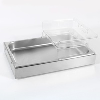 Plateau de service rectangulaire en acier inoxydable GN 1/1 pour buffet, plateau de présentation avec bloc réfrigérant pour aliments